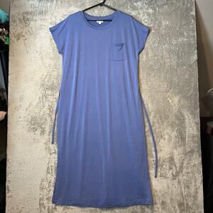 J.Jill‎ Casual-Luxe T-Shirt Dress In Larkspur Blue Sz Medium Tall Crew-Neck